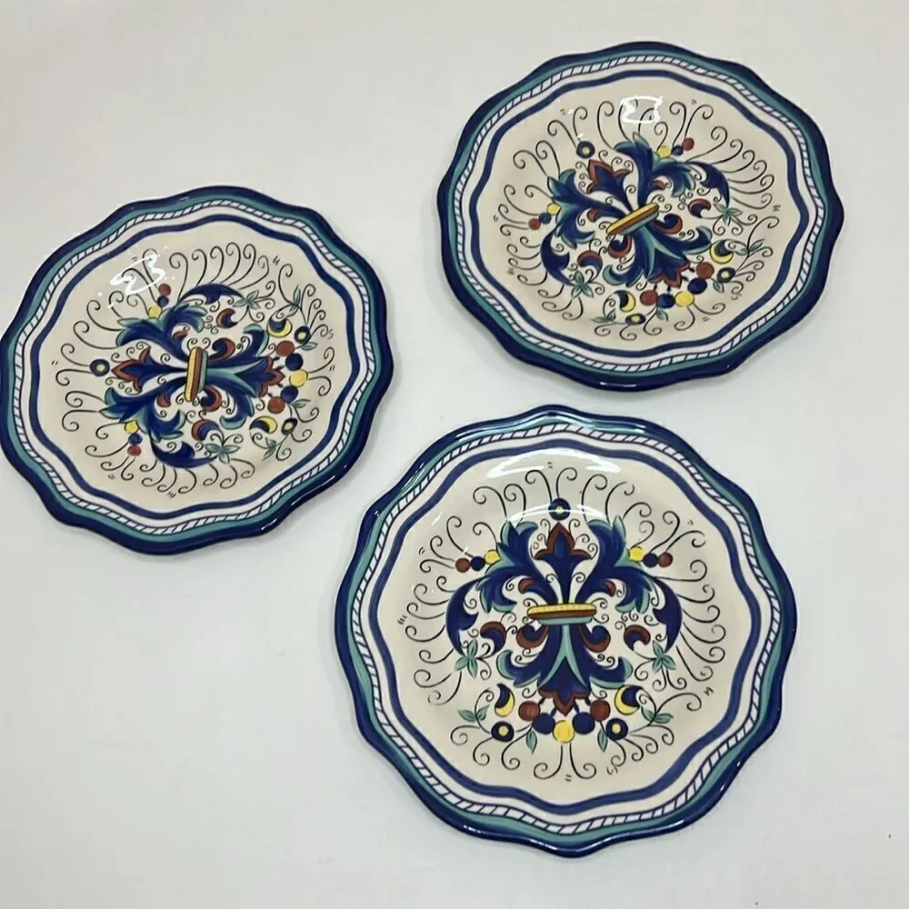 Pier One Imports Salad plates San Marino Handcrafted Earthenware 8 1/2 In Set 3